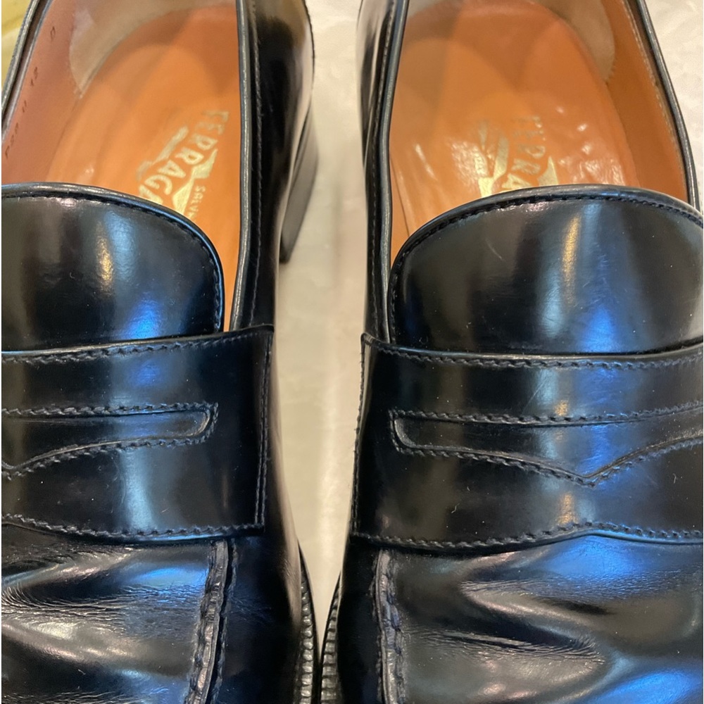 Salvatore Ferragamo Black Calf Leather Loafer Dress Shoe Men’s Sz 12D, Exce Cond - Picture 6 of 16